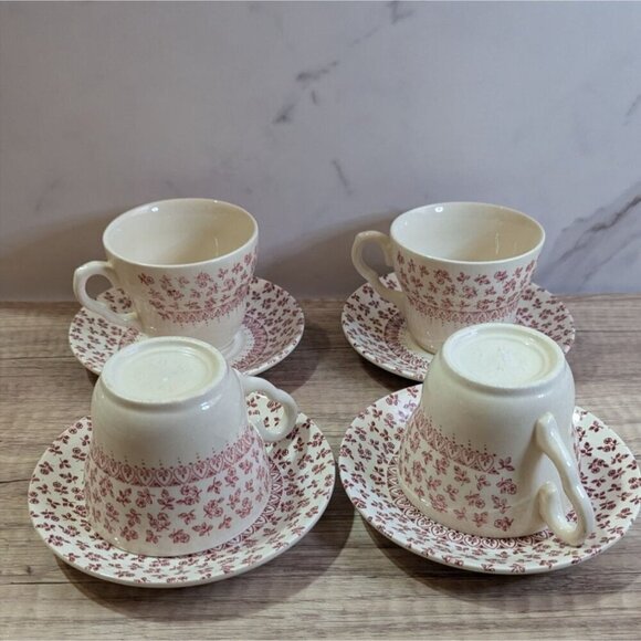 English Ironstone Tableware Provence Red  cup and saucer set of 4 - Picture 5 of 9